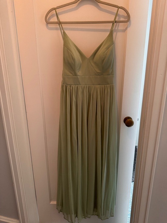 Azazie Dresses & Skirts - Azazie Sage Green Spaghetti Strap Chiffon Maxi Dress